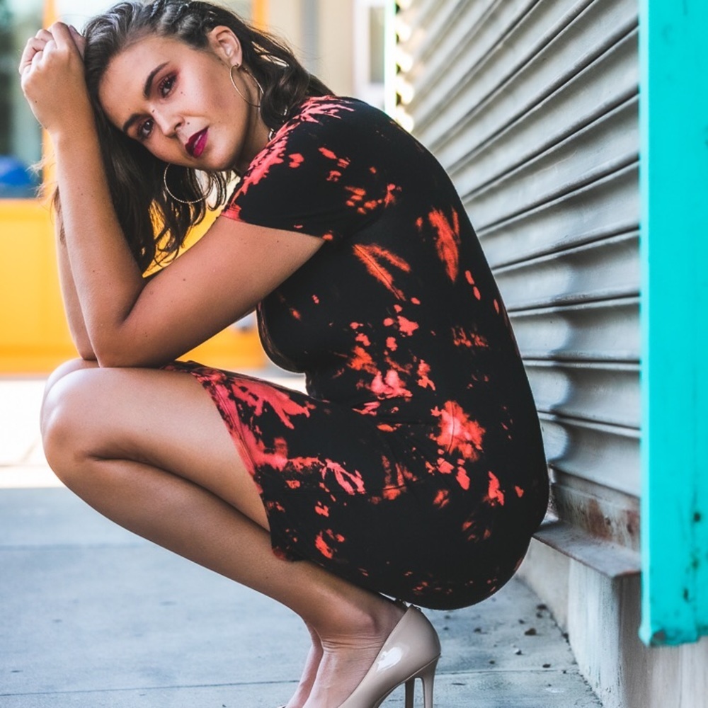 Rounded hem fitted mini dress